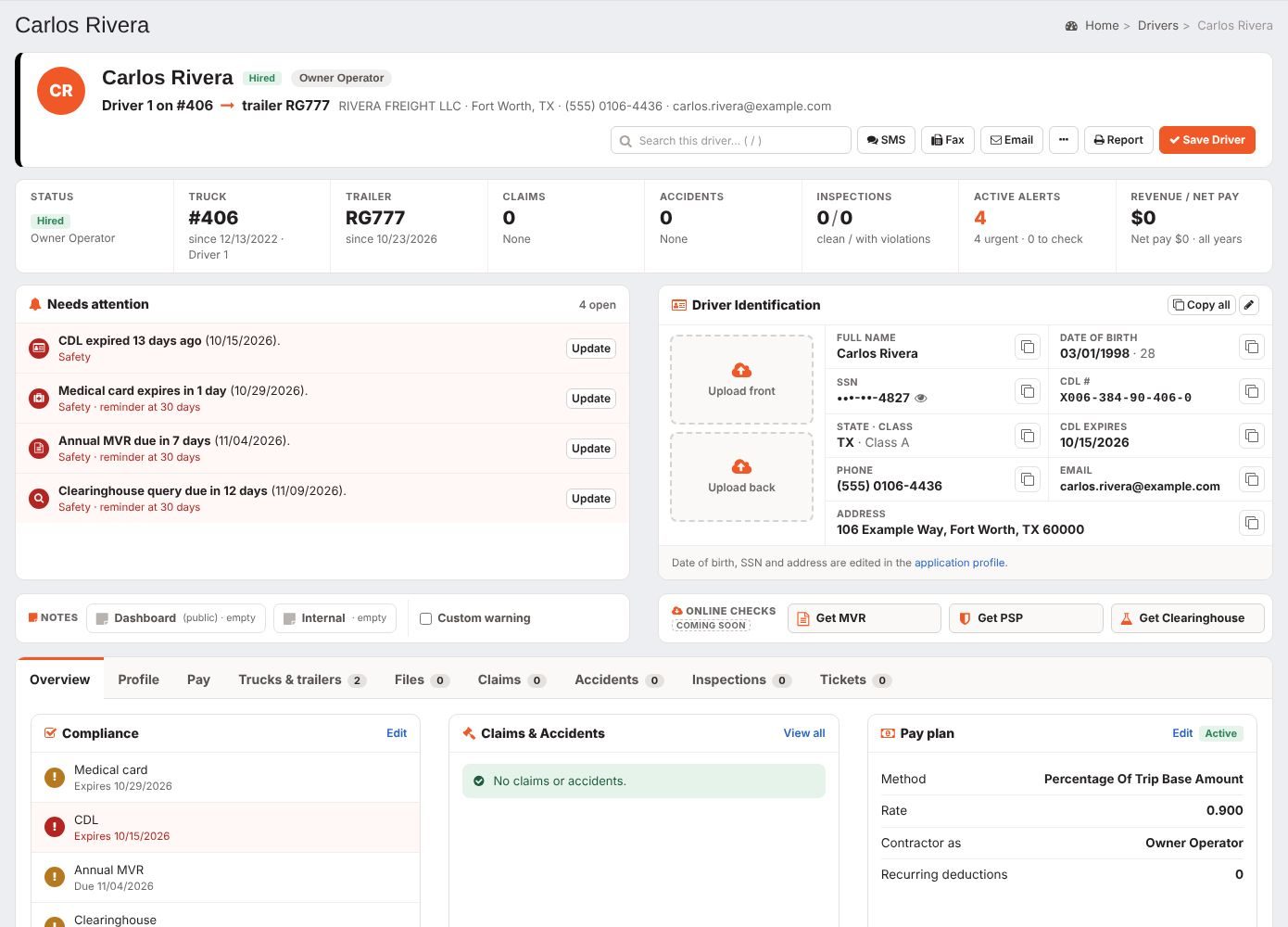 Driver page